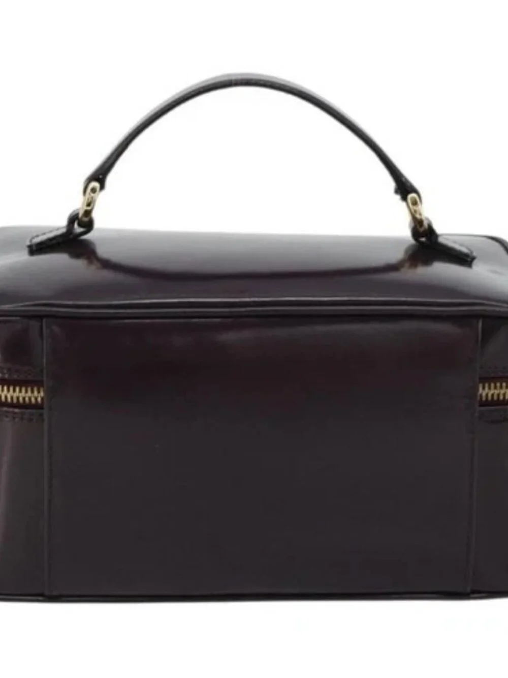 GUCCI Bamboo Vanity Hand Bag Patent leather Navy Gold 032 1956 0150 Auth 182446